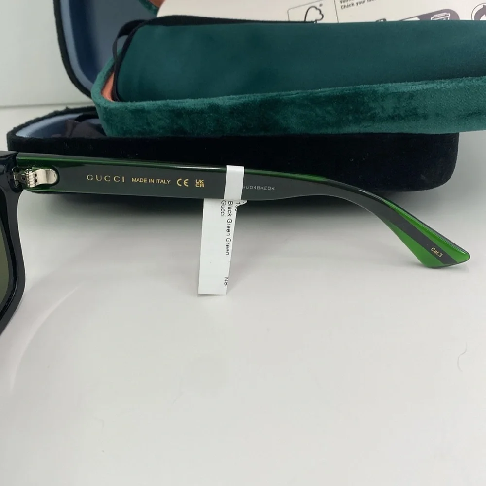 💯 - New Authentic Gucci Green Square Men`s Sunglasses GG0001SN 002 52 GG0001…